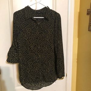 Olive green button up blouse